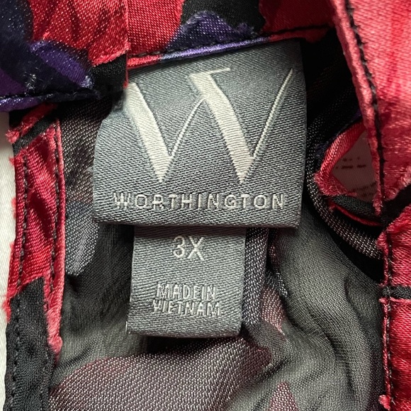 Worthington High Neck Sleeveless Red Floral Burnout Blouse Top 3X Whimsigoth Y2K - Picture 6 of 8